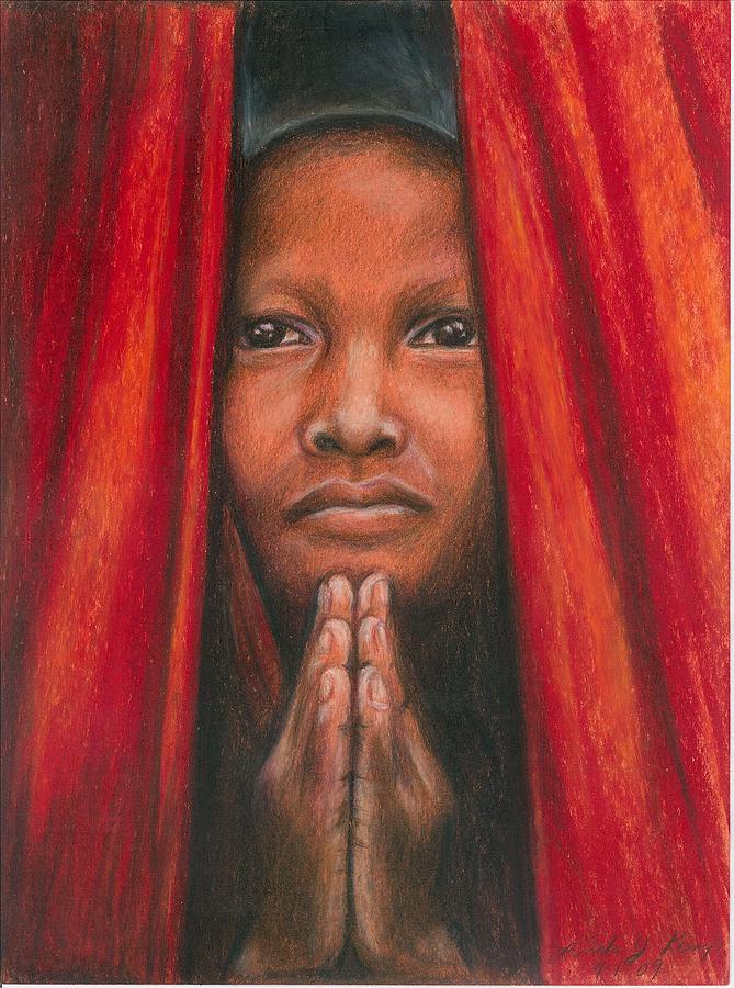 Tibetan Prayer Drawing by Linda Nielsen