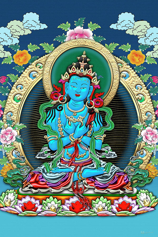 Tibetan Thangka  - Vajradhara -  Dharmakaya Buddha Digital Art by Serge Averbukh