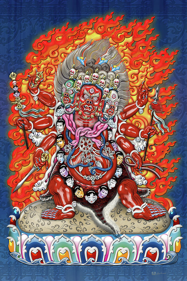 Tibetan Thangka  - Wrathful Deity Hayagriva Digital Art by Serge Averbukh