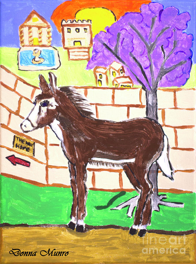Tibo the Donkey Painting by Donna L Munro