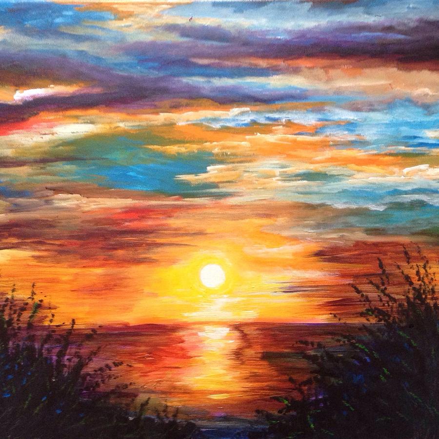 Tide Marsh Sunset Painting by Karen  Ferrand Carroll