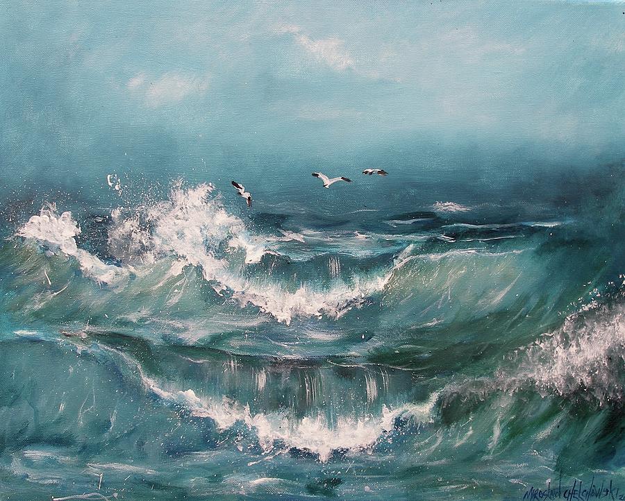 Tide Painting by Miroslaw  Chelchowski