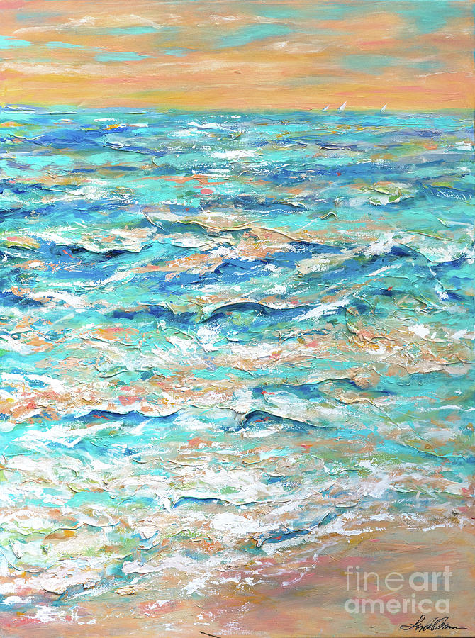 Tide on Beach 2 Painting by Linda Olsen