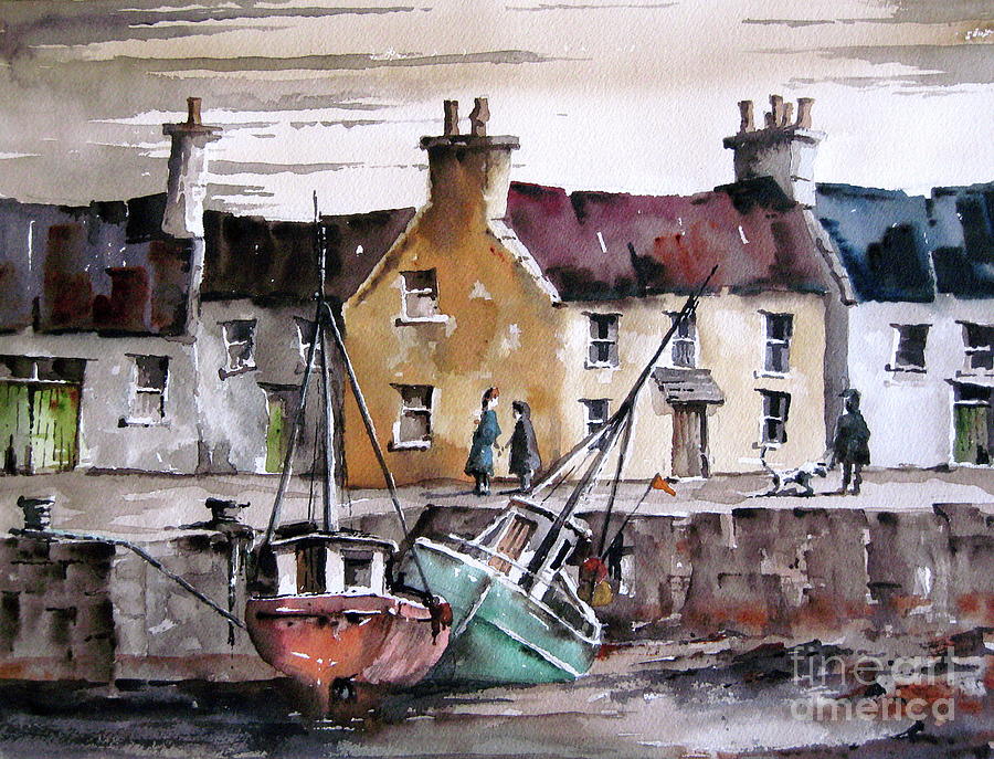 Tide out , Kilronan, Aran More Painting by Val Byrne