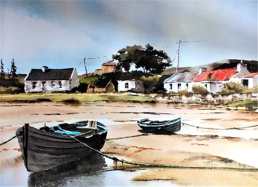 Tide out in Erlak Roundstone Galway Painting by Val Byrne
