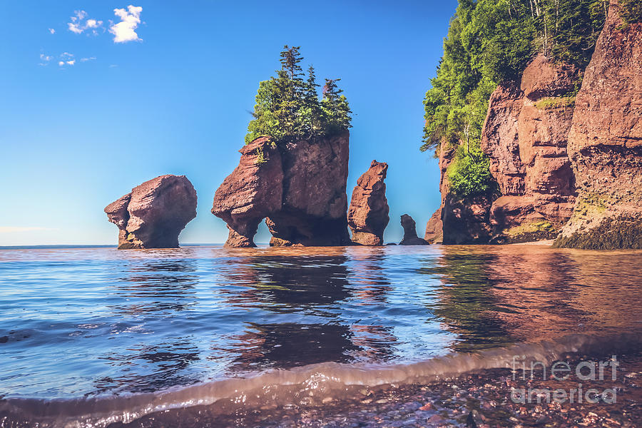 Nature Photograph - Tide rising at Hopewell Rocks by Claudia M Photography