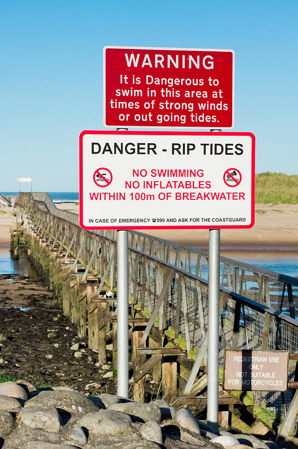 Sign Photograph - Tide warning by Tom Gowanlock