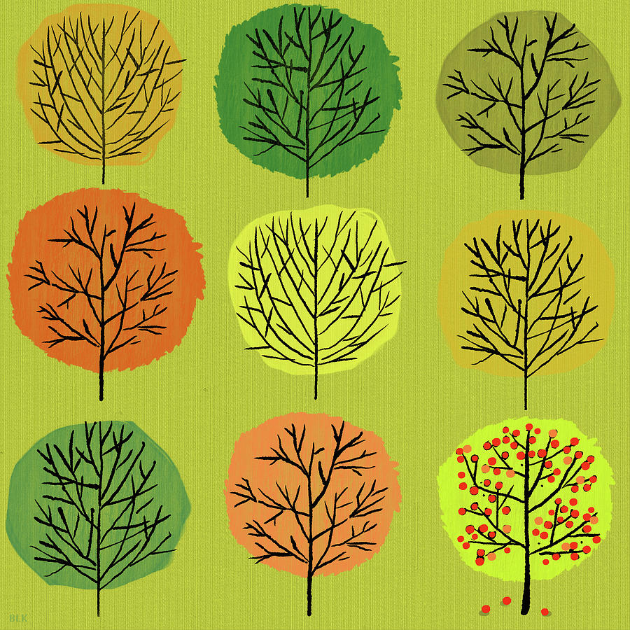 Tree Painting - Tidy Trees All In Pretty Rows by Little Bunny Sunshine