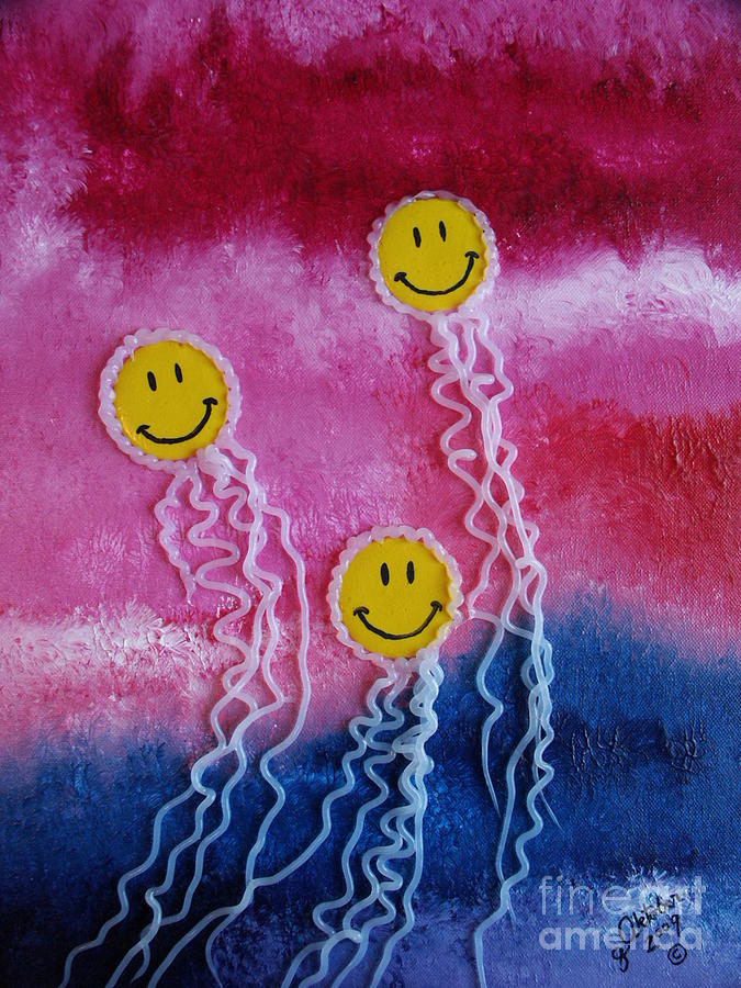 Jellyfish Painting - Tie dye jellyfish 2 by G Oktober