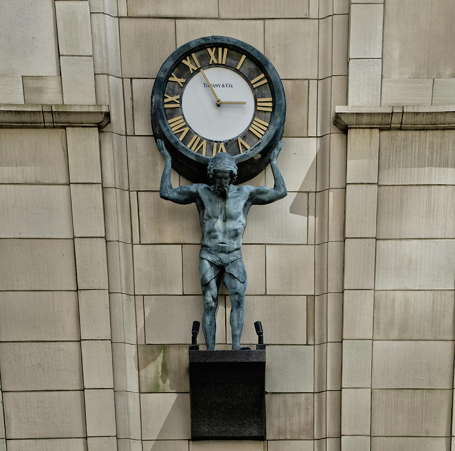 Tiffany Atlas Clock - Philadelphia Photograph by Bill Cannon
