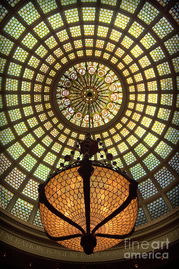Tiffany Ceiling in the Chicago Cultural Center Photograph by David Levin