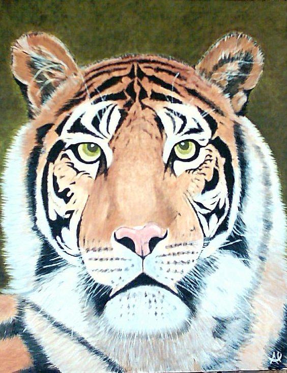 Wildlife Painting - Tiger 2 by Al Borrego Wildlife Painting - Tiger 2 by Al Borrego