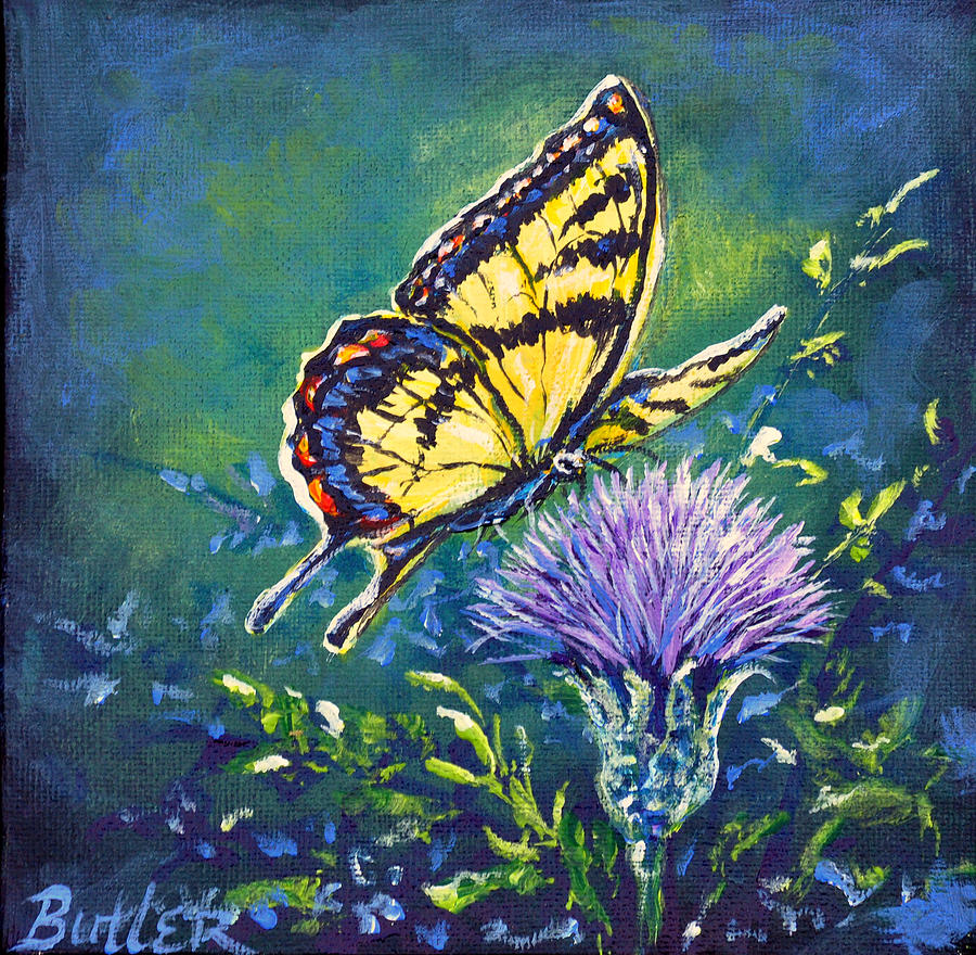 Tiger and Thistle 1 Painting by Gail Butler - Pixels