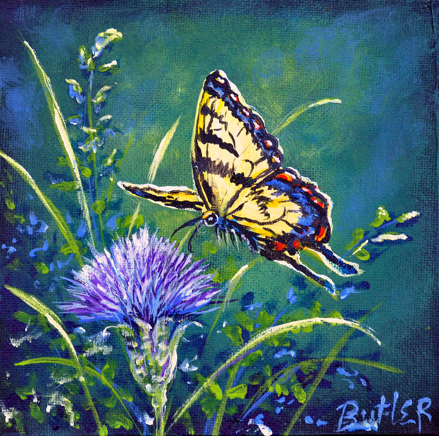Tiger and Thistle 2 Painting by Gail Butler