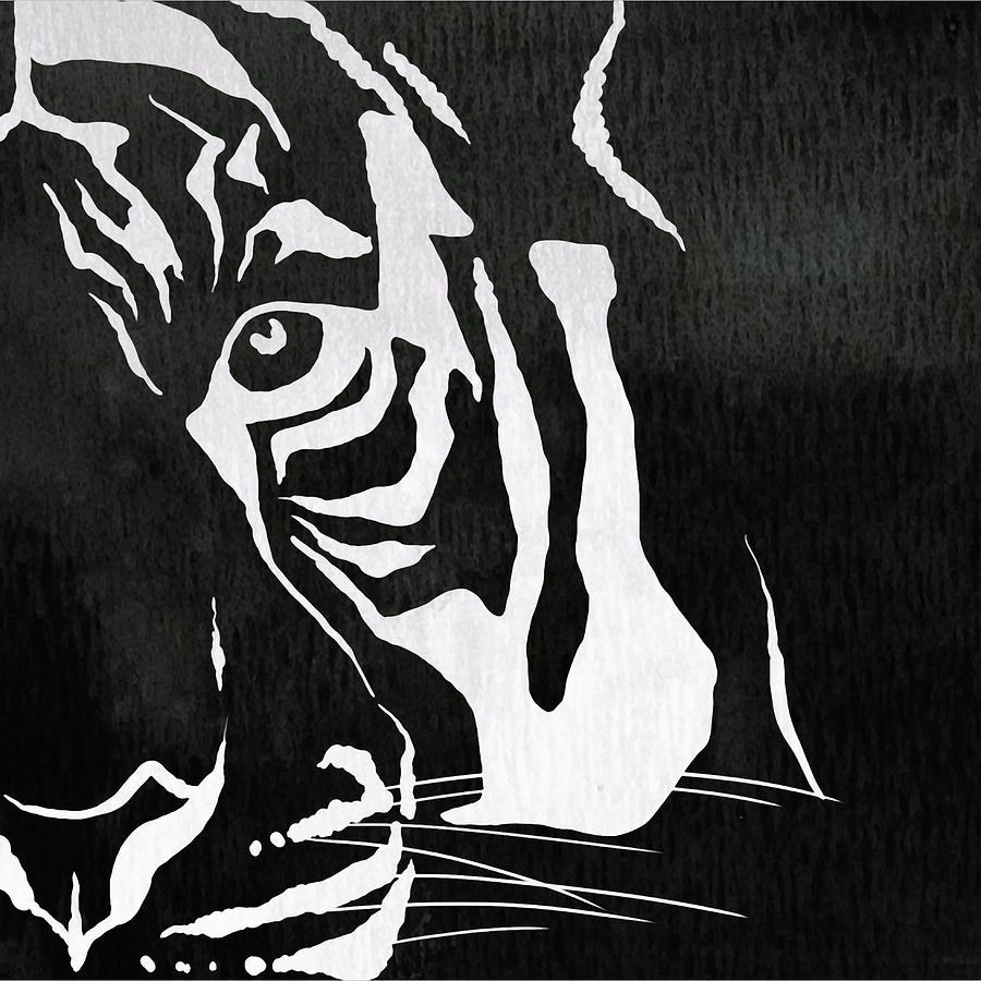 Tiger Animal Decorative Black and White Poster 16 - by Diana Van Painting  by Diana Van - Pixels
