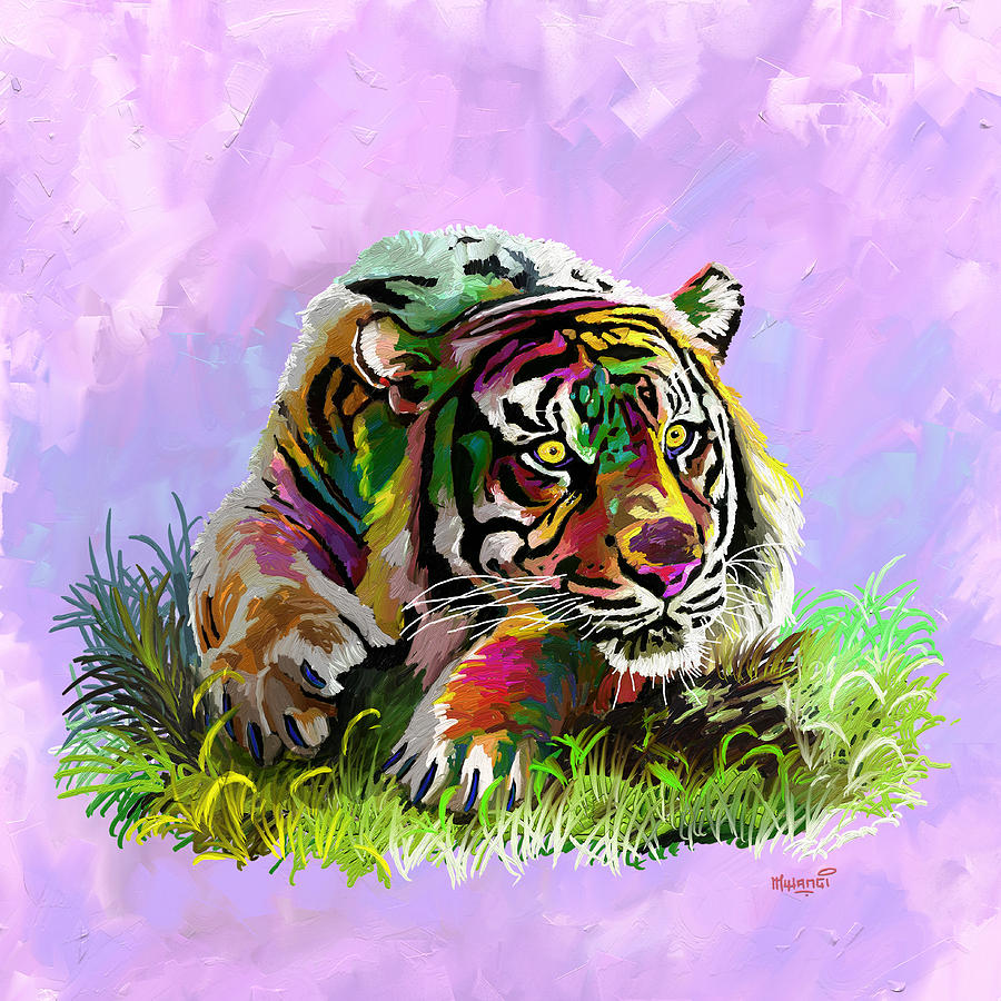 Colorful Tiger Painting by Anthony Mwangi