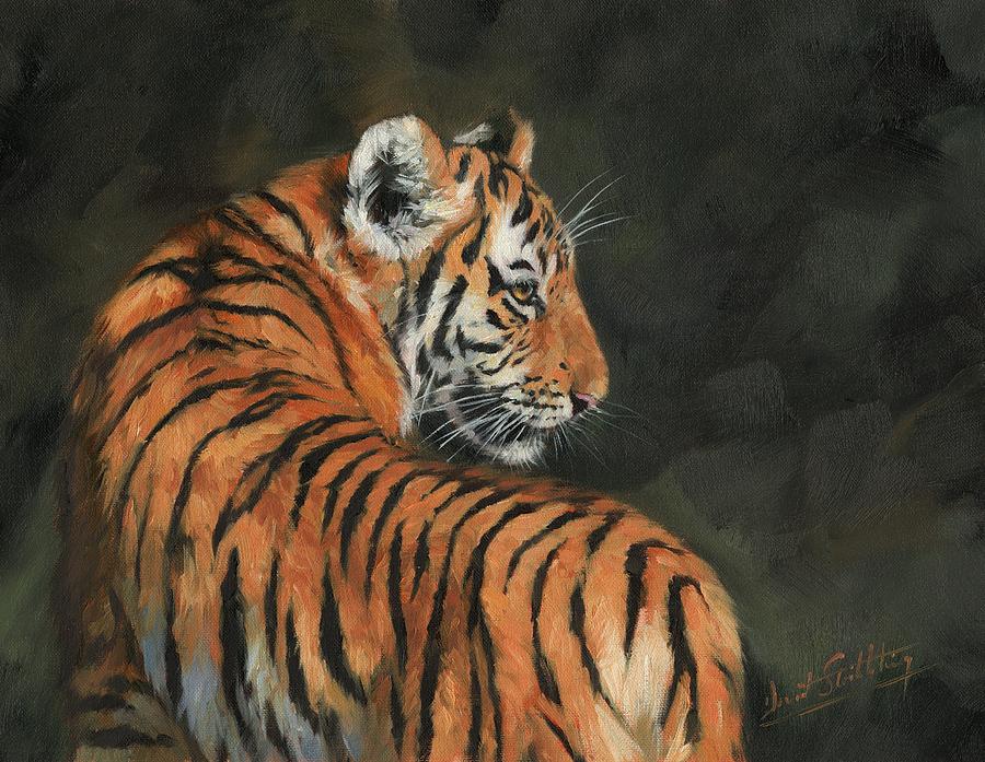 Tiger At Night Painting by David Stribbling