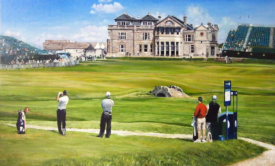 Tiger Woods Painting - Tiger at St Andrews 2010 by Mark Robinson