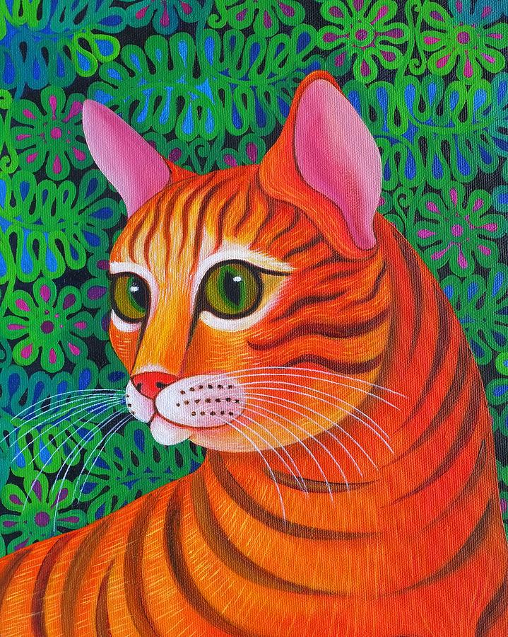 Tiger Cat Painting by Jane Tattersfield