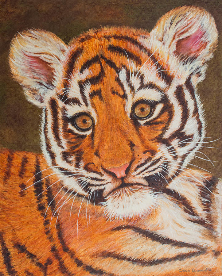 Tiger Cub Painting by Christine Brunette