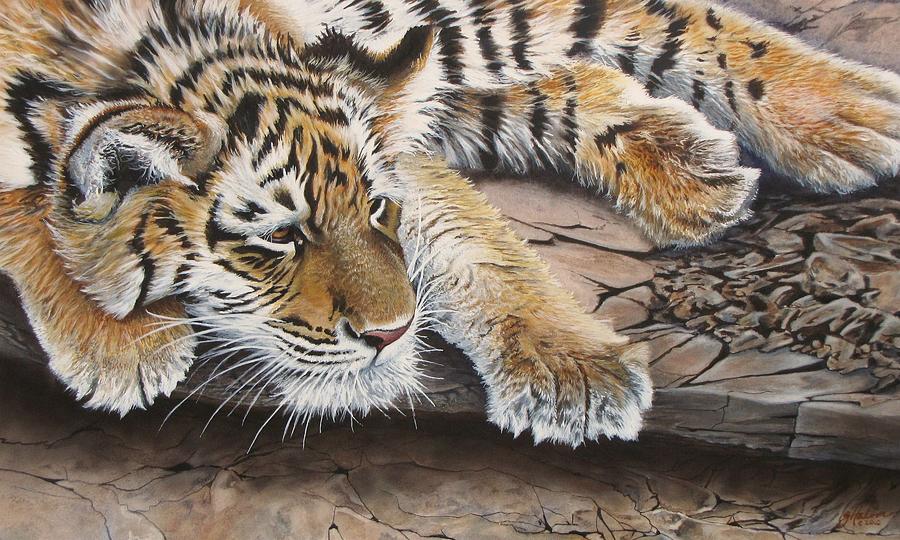 Tiger Cub Painting by Greg and Linda Halom