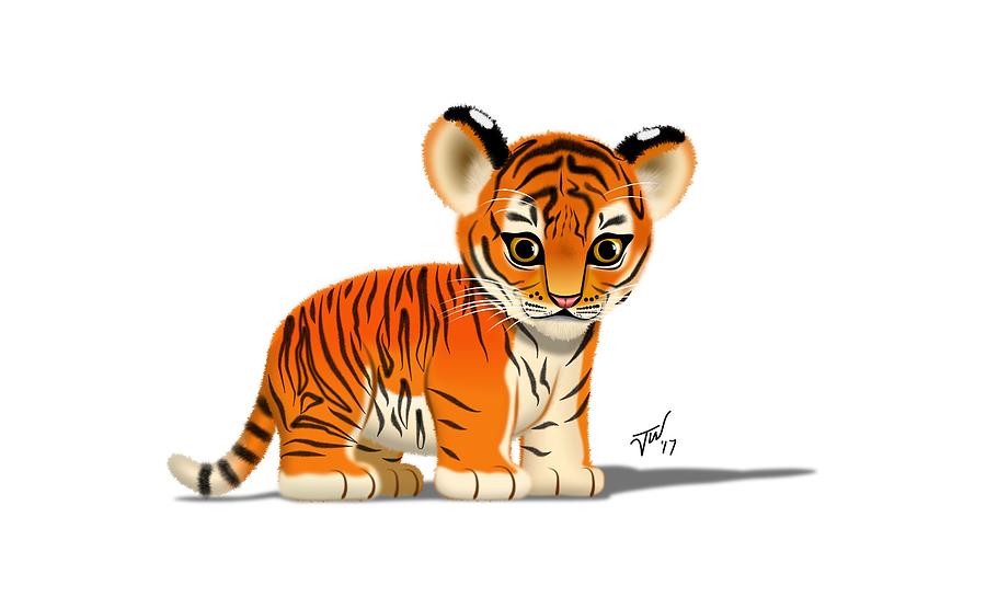 Wildlife Digital Art - Tiger Cub by John Wills