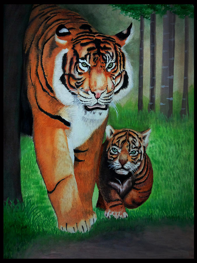 Tiger Cub Painting by Mithun BR - Fine Art America