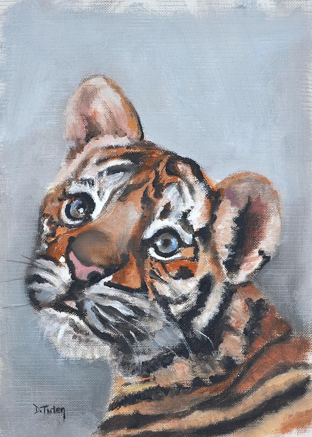 Tiger Cub Safari Animal Painting Painting by Donna Tuten