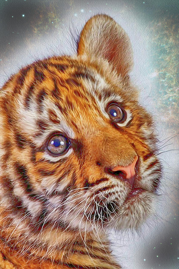 Animal Digital Art - Tiger Cub by Tatiana Tyumeneva