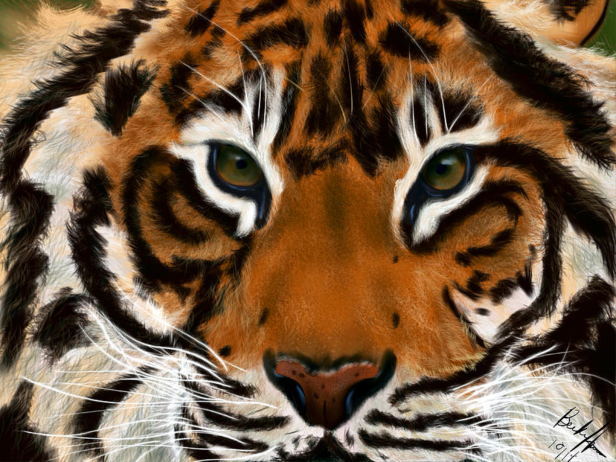 Tiger Eyes Painting by Becky Herrera