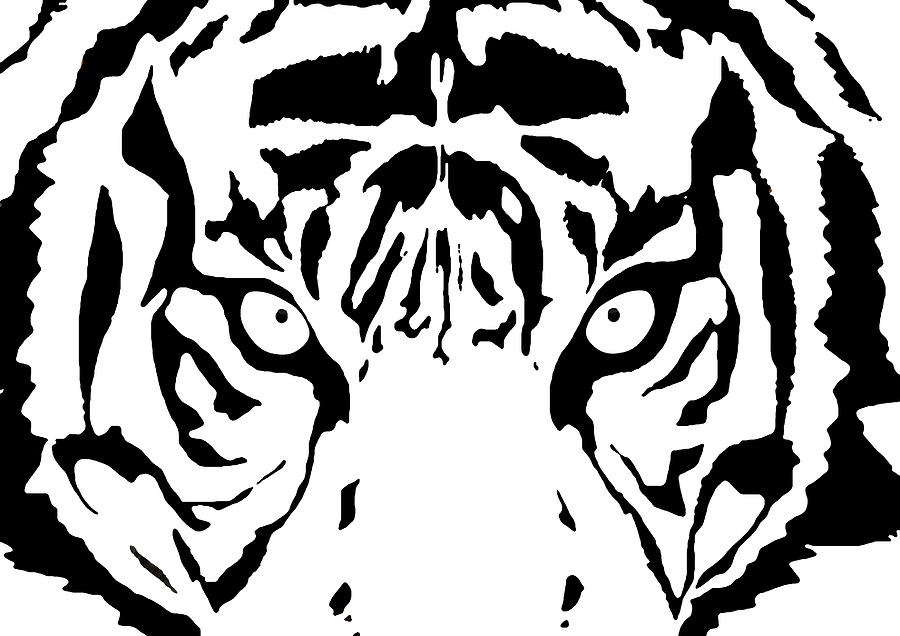 tiger eye clip art black and white