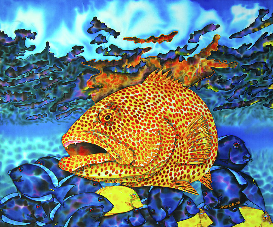 Tiger Grouper and Tang Fish Painting by Daniel Jean-Baptiste Tiger Grouper and Tang Fish Painting by Daniel Jean-Baptiste