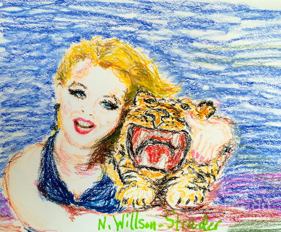 Marilyn Monroe Drawing - Tiger Hug by N Willson-Strader