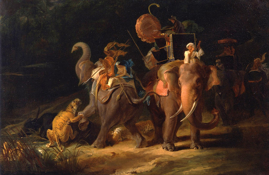Tiger Hunting in the East Indies Painting by Thomas Daniell