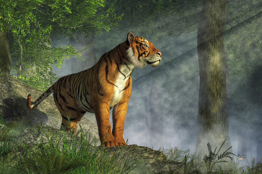 Tiger in the Light Digital Art by Daniel Eskridge