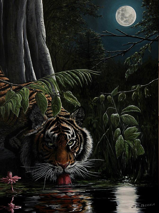 Wildlife Painting - Tiger, king of the night by Juan Jose Serra