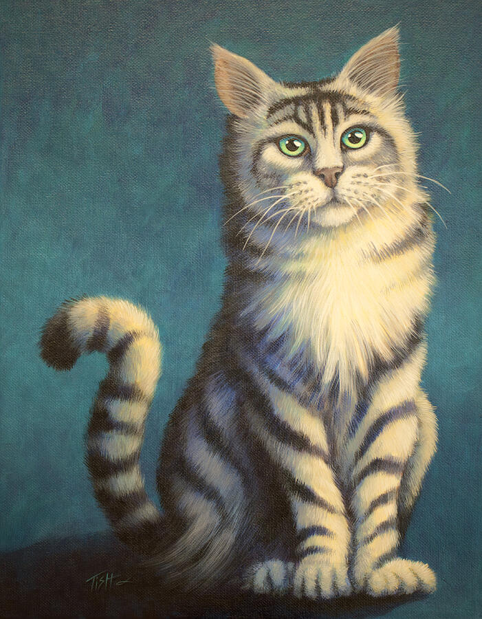 Tiger Kitty Painting by Tish Wynne