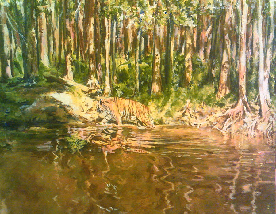 Tiger Lake Painting by Rosanne Gartner