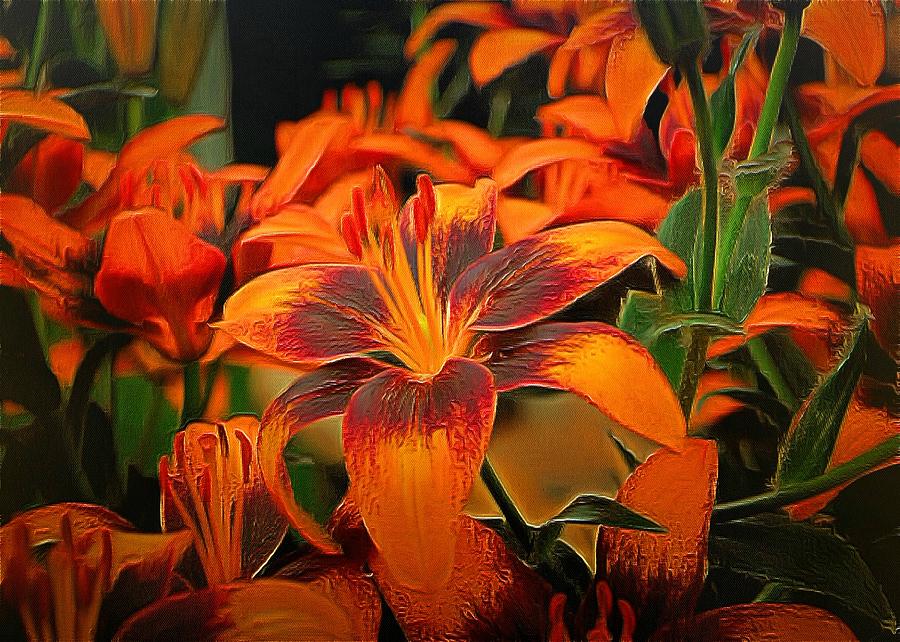 Flower Digital Art - Tiger Lilies by Charmaine Zoe