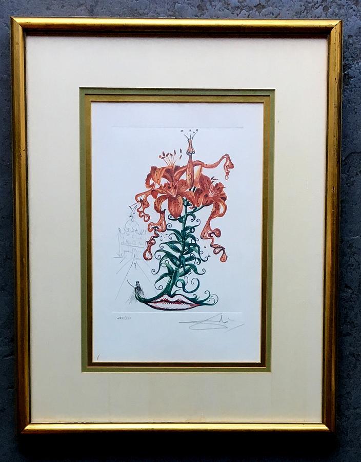 Tiger Lilies of the Theater, Plus Moustache Mixed Media by Salvador Dali