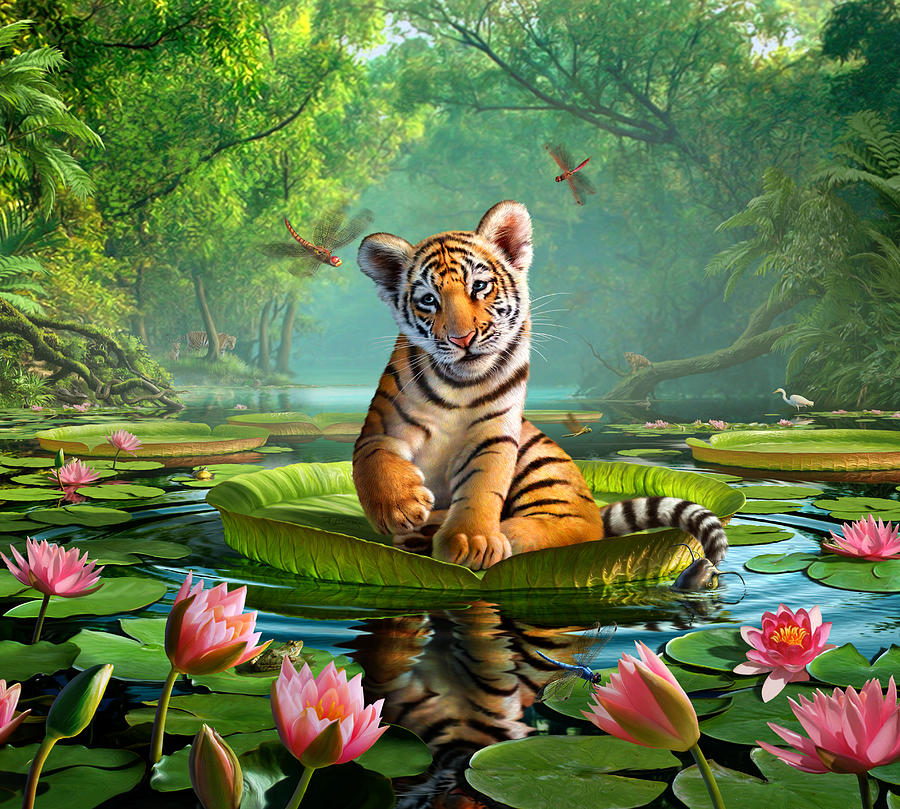 Tiger Digital Art - Tiger Lily 1 by Jerry LoFaro