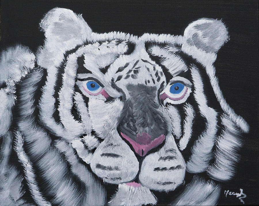 White Tiger Thoughts Painting by Meryl Goudey