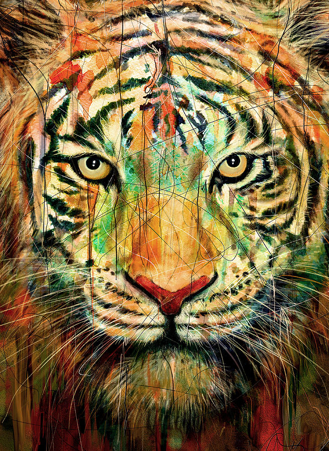 Animal Digital Art - Tiger by Nicebleed  