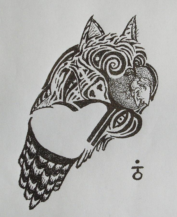 Owl Drawing - Tiger Owl by Charles Kabrich