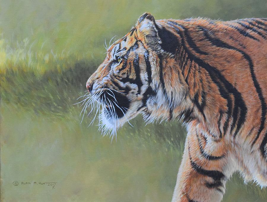 Tiger Portrait Painting by Alan M Hunt