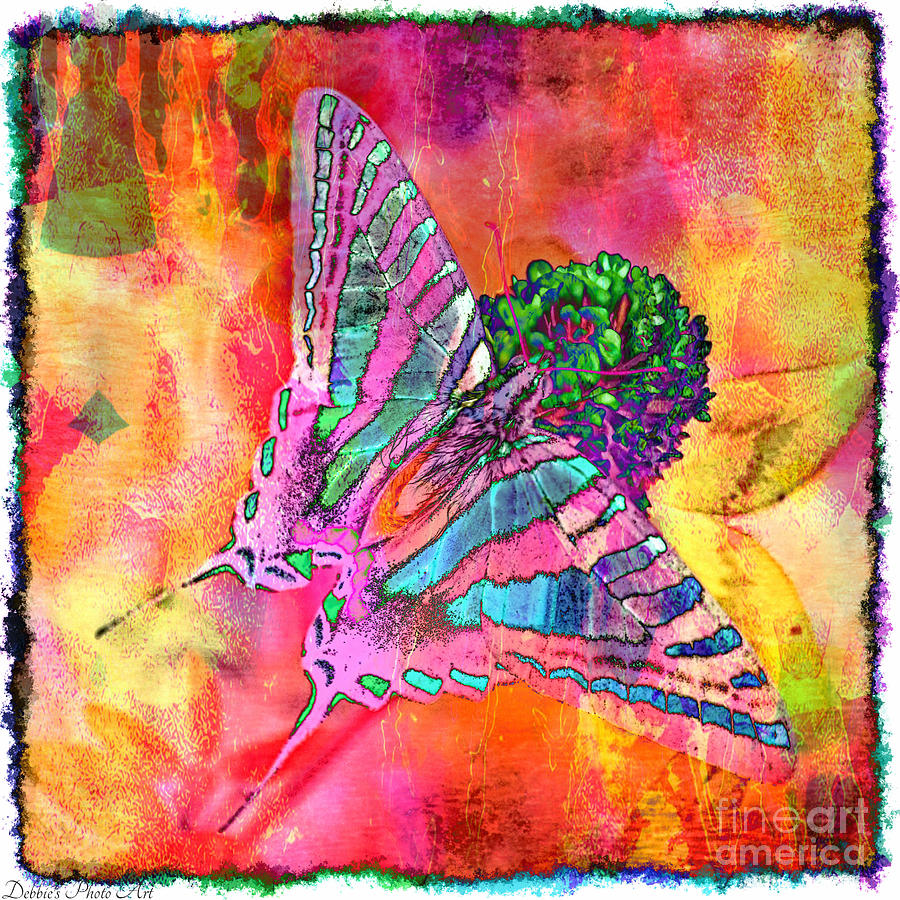 Nature Photograph - Zebra Swallowtail Butterfly - Digital Paint 4 by Debbie Portwood