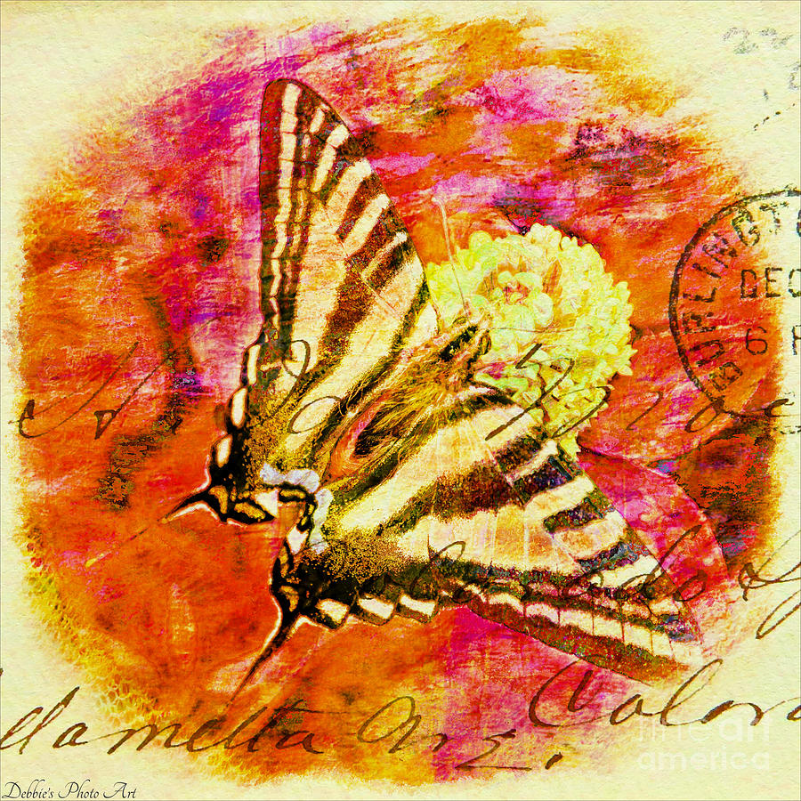 Zebra Swallowtail Butterfly - Digital Paint 5 Photograph by Debbie Portwood