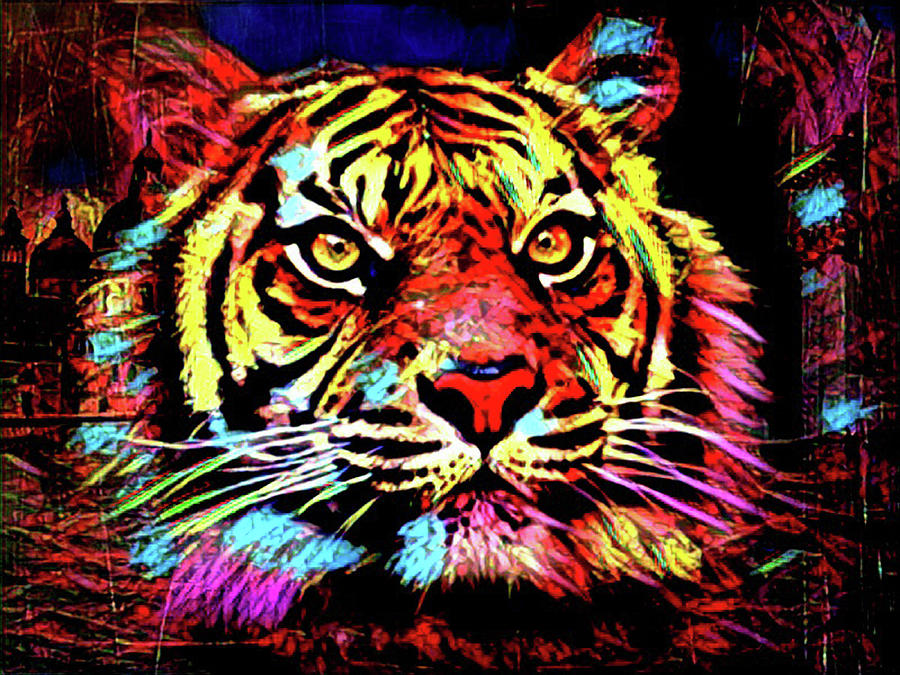 Tiger Tiger Burning Bright Digital Art by Kathy Kelly