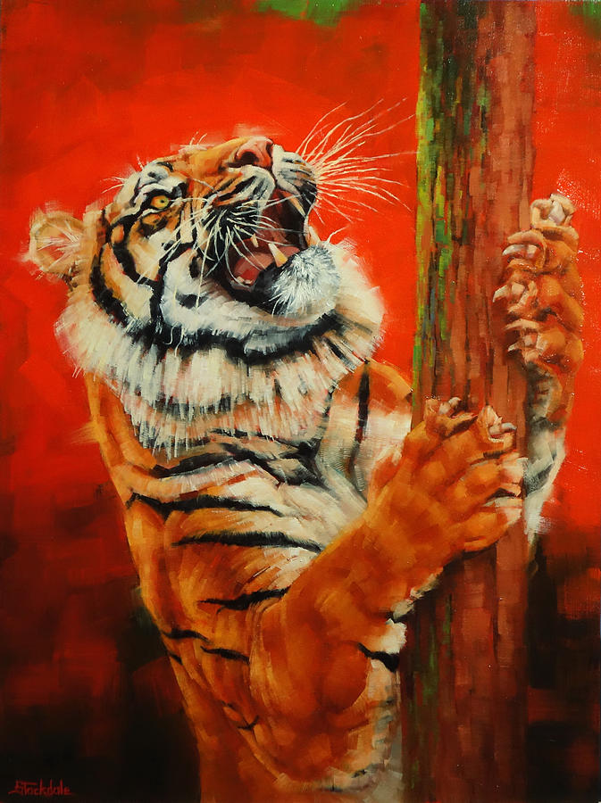Tiger Tiger Burning Bright Painting by Margaret Stockdale