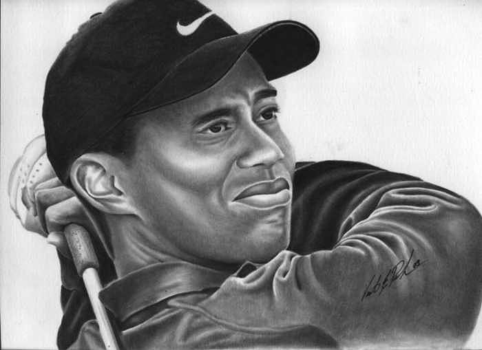 Golf Drawing - Tiger by Vincent Parker Golf Drawing - Tiger by Vincent Parker